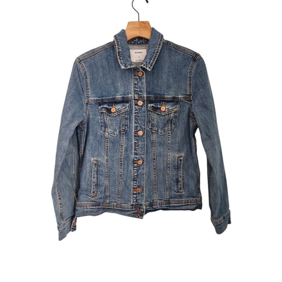Old‎ Navy Denim Jean Jacket Button Up Front Pockets Blue Women's Size Medium EUC - Picture 1 of 13